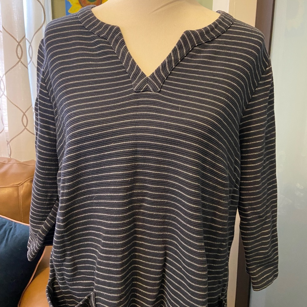 J. Jill Dark Blue and White Striped Dress